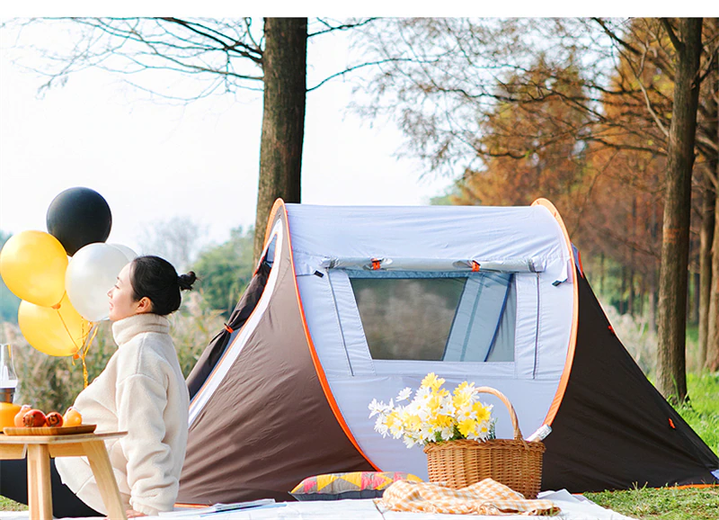 Cheap Goat Tents Outdoor Camping Tent 190T Sunscreen Double Layers Automatic Thick Waterproof Detachable Multi  use 3 4 Person Hiking Tent   